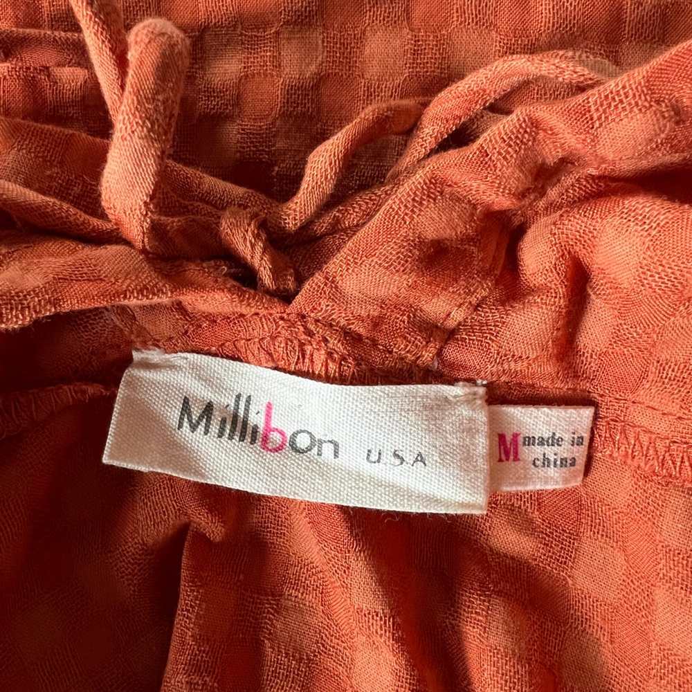 Millibon Rust Colored 3/4 Sleeve Open Back Top - image 3